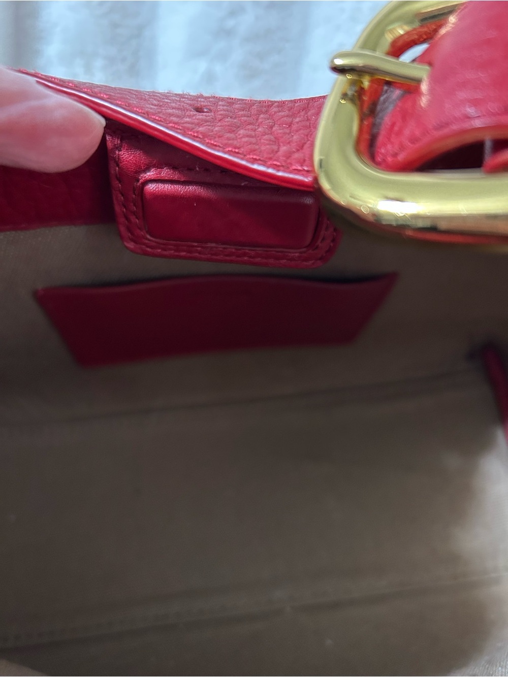 Madewell Deep Red Pebbled Leather Shoulder Bag with Gold Buckle - Picture 3 of 4